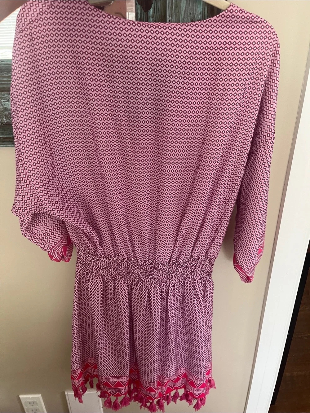 Bright Pink Geometric Print Dress